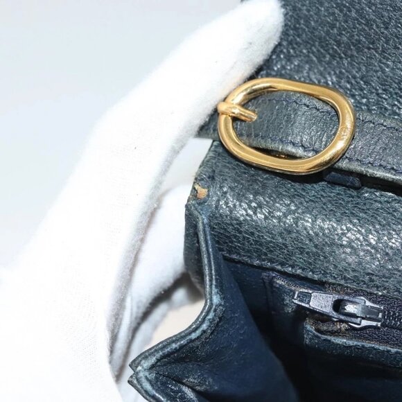 GUCCI Micro GG Supreme Shoulder Bag PVC Navy Gold 89 02 050 Auth BA3432 - Picture 10 of 16